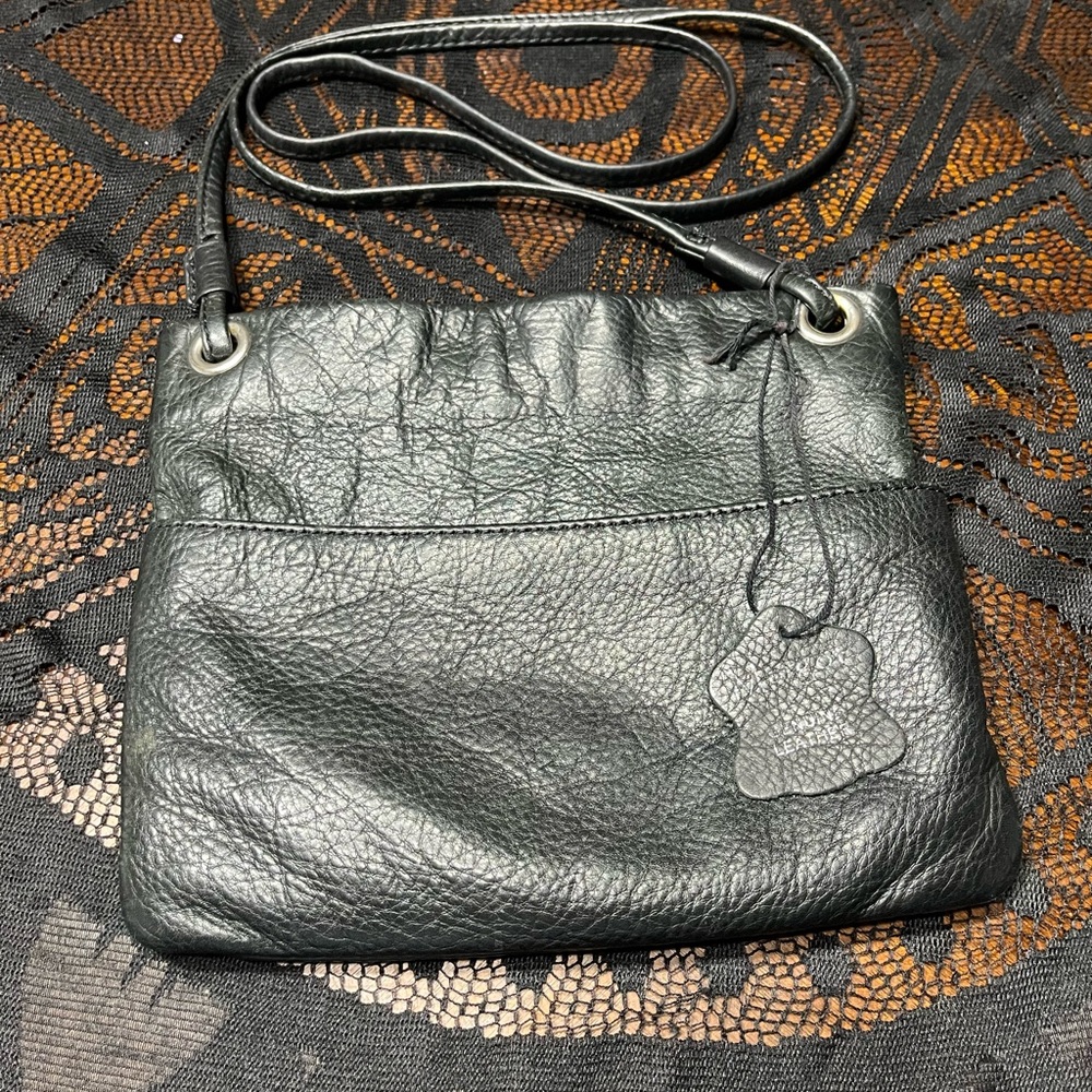 MARGOT Small Black Leather Crossbody Purse